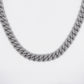 10k Solid White Gold 15mm Diamond Center Pointer Miami Cuban Chain - 10109