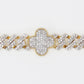 10k Solid Gold 7mm VS1 Diamond Clover Big Lock Cuban Bracelet - 20169