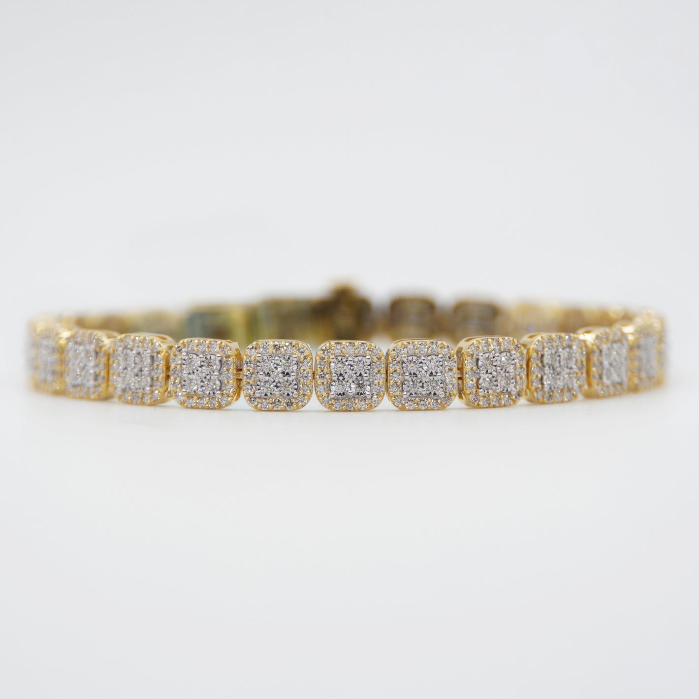 10k Solid Gold 7mm VS1 Diamond Square Cluster Bracelet - 20173