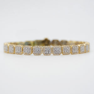 10k Solid Gold 7mm VS1 Diamond Square Cluster Bracelet - 20173