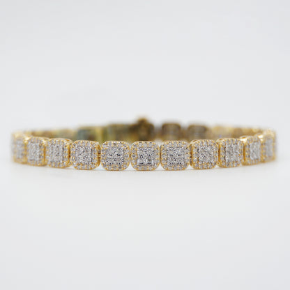 10k Solid Gold 7mm VS1 Diamond Square Cluster Bracelet - 20173