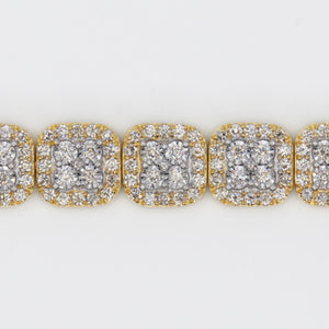 10k Solid Gold 7mm VS1 Diamond Square Cluster Bracelet - 20173