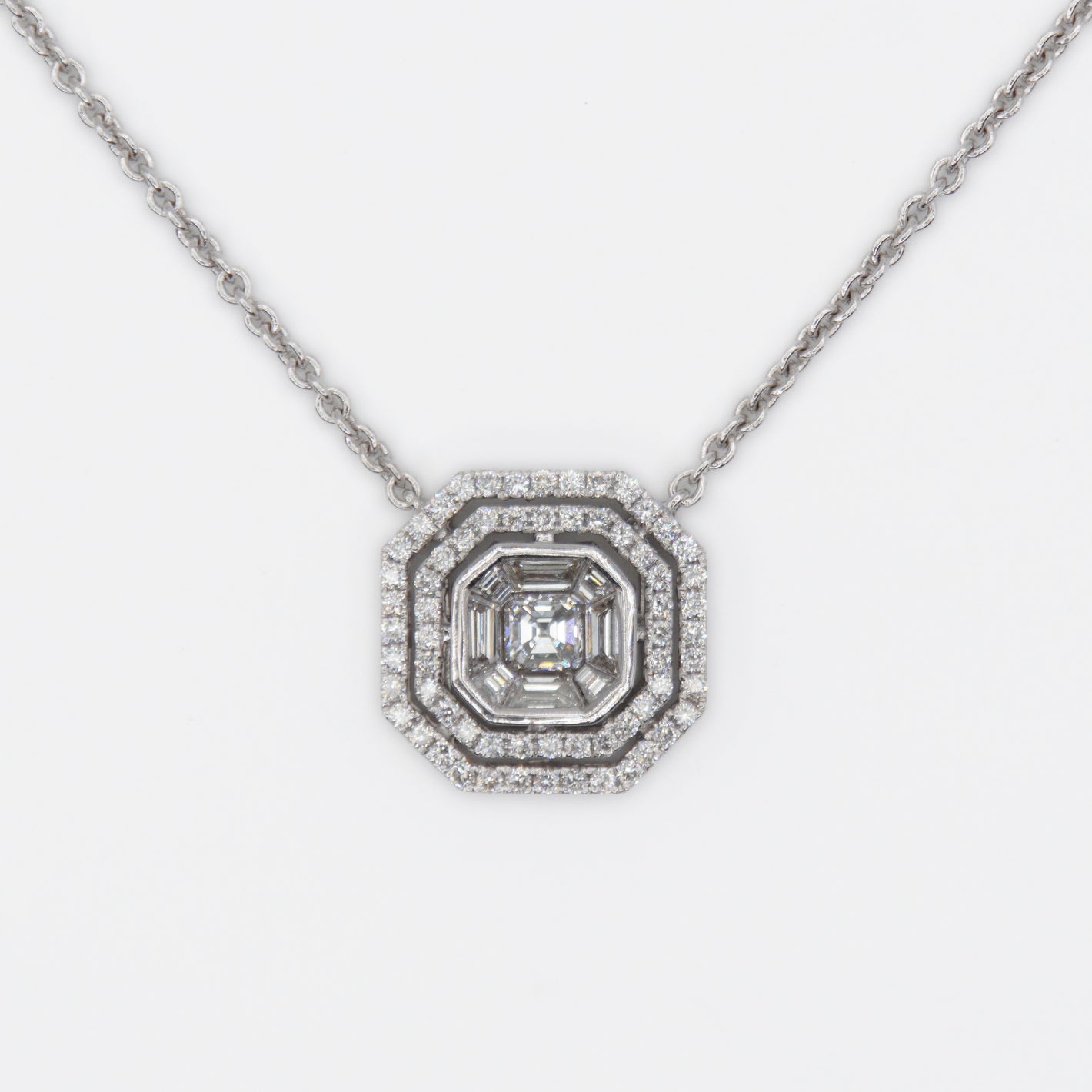 18k Solid Gold Diamond 3D Octane Necklace - 60375