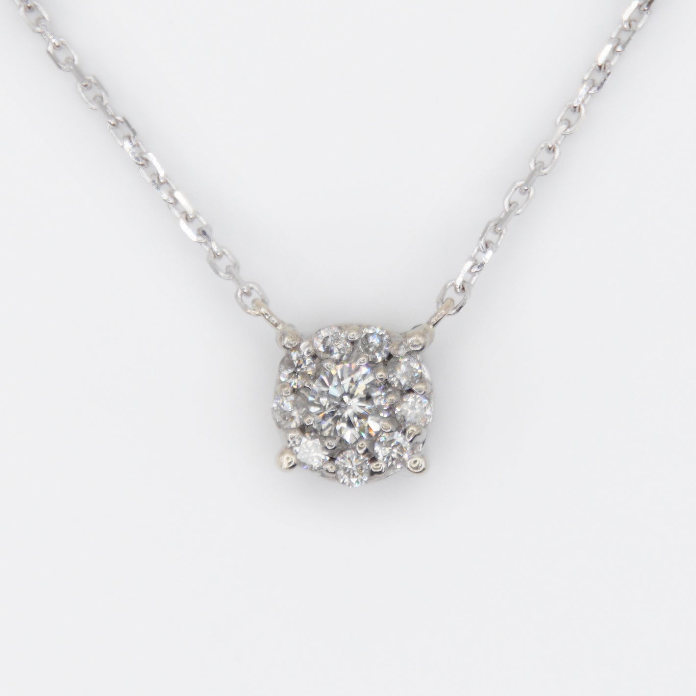 14k Solid Gold Diamond Cluster Necklace - 60377