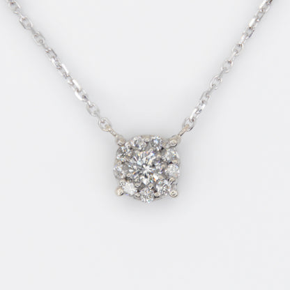 14k Solid Gold Diamond Cluster Necklace - 60377