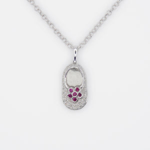 14k Solid Gold Diamond Floral Shoe Necklace - 60378