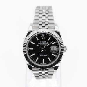 Rolex Datejust 41mm 126334 - 18k White Gold Fluted Bezel & Black Stick Dial - 40006