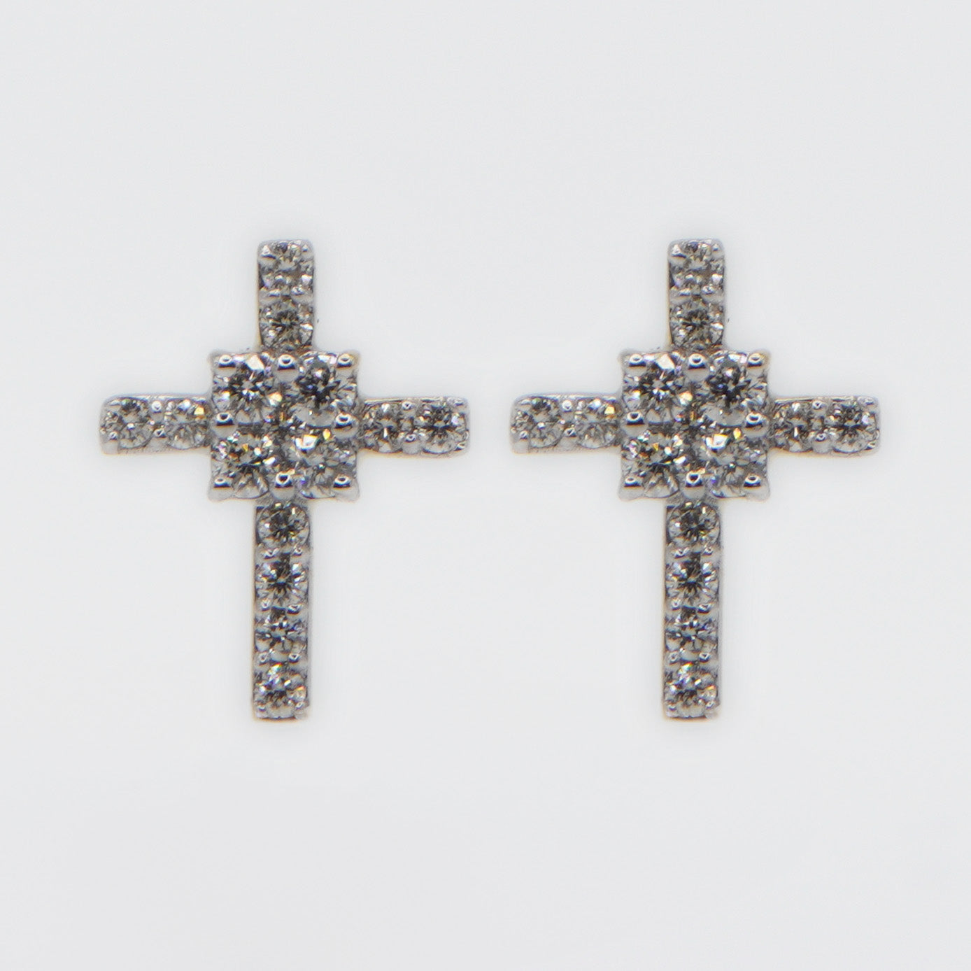 14k Solid Gold 11mm VS Diamond Cross Earrings - 50231