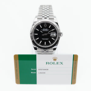 Rolex Datejust 41mm 126334 - 18k White Gold Fluted Bezel & Black Stick Dial - 40006