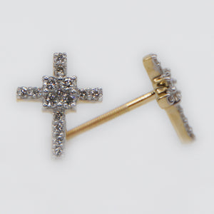 14k Solid Gold 11mm VS Diamond Cross Earrings - 50231