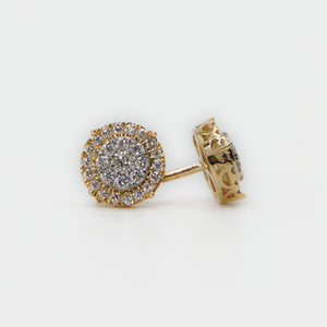 14k Solid Gold 8mm VS Diamond 3D Cake Earrings - 50235