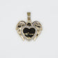 10k Solid Gold Diamond Angel Heart Wings Picture Pendant - 60381