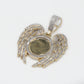 10k Solid Gold Diamond Angel Circle Wings Picture Pendant - 60384