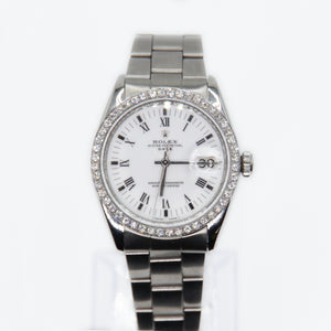 Rolex Date 34mm 1501 White Dial - Diamond Bezel - 40001