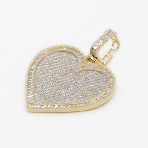 10k Solid Gold Baguette Diamond Heart Pendant - 60387