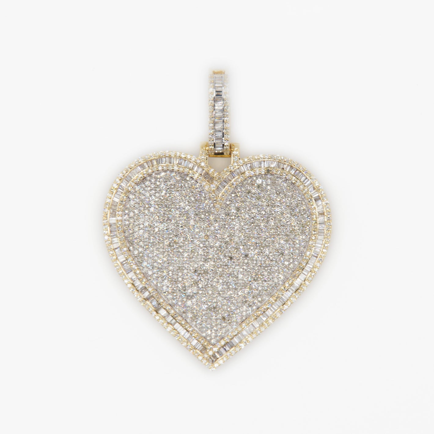 10k Solid Gold Baguette Diamond Heart Pendant - 60387