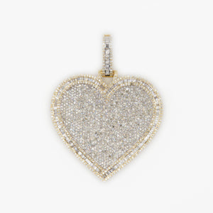 10k Solid Gold Baguette Diamond Heart Pendant - 60387