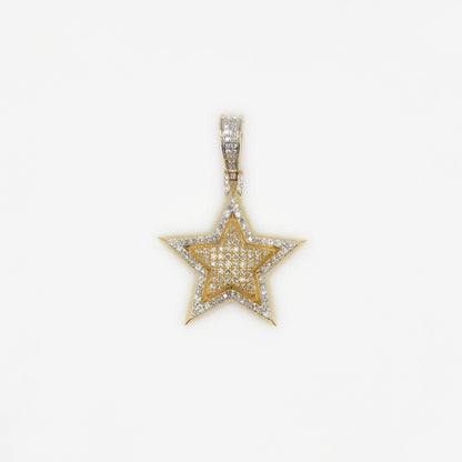 10k Solid Gold Diamond 3D Star Pendant - 60396