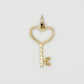 10k Solid Gold Diamond Halo Heart Key Pendant - 60403