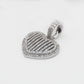 10k Solid White Gold Diamond 3D Heart Pendant - 60404