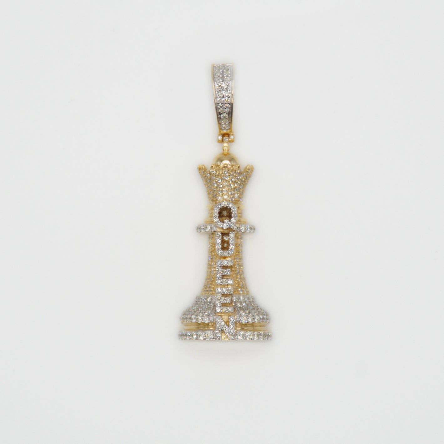 10k Solid Gold Diamond Chess Queen Pendant - 60408