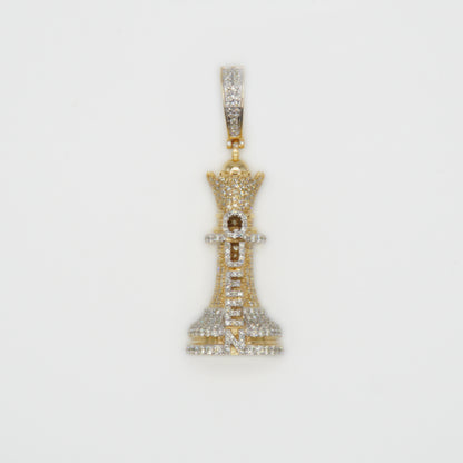 10k Solid Gold Diamond Chess Queen Pendant - 60408