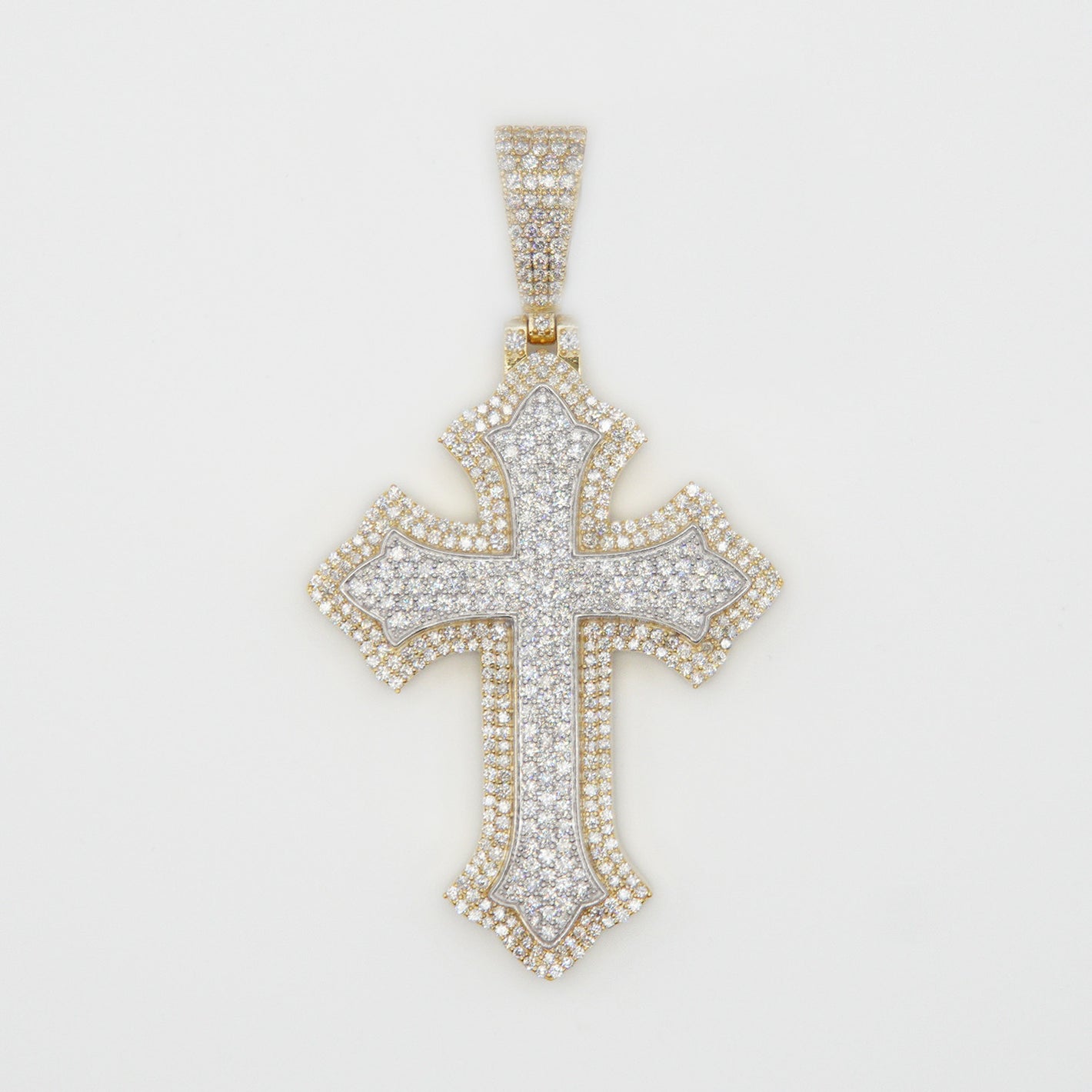 10k Solid Gold Diamond 2.75" 3D Cross Pendant - 60409