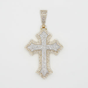 10k Solid Gold Diamond 2.75" 3D Cross Pendant - 60409