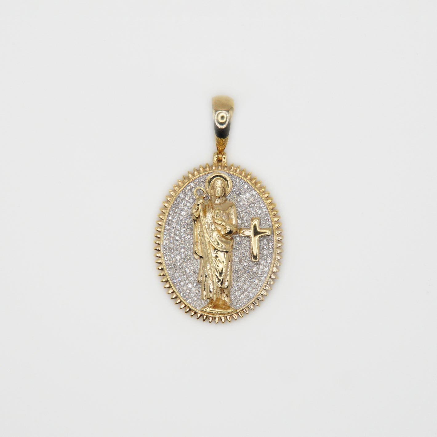 14k Solid Gold Diamond Saint Jude Pendant - 60412