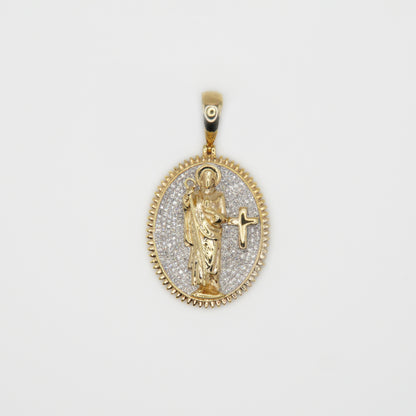 14k Solid Gold Diamond Saint Jude Pendant - 60412