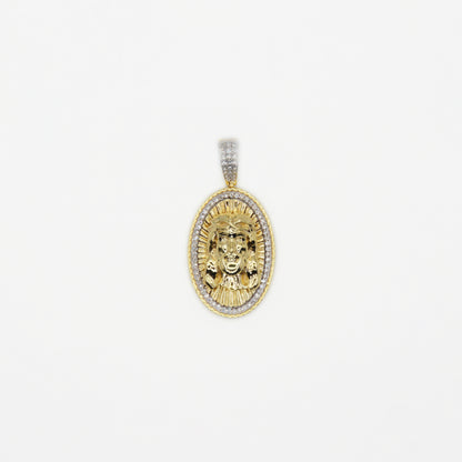 14k Solid Gold Single Row Diamond Jesus Pendant - 60413