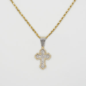 10k Solid Gold Diamond Cross & Chain Set - 70042