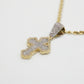 10k Solid Gold Diamond Cross & Chain Set - 70042