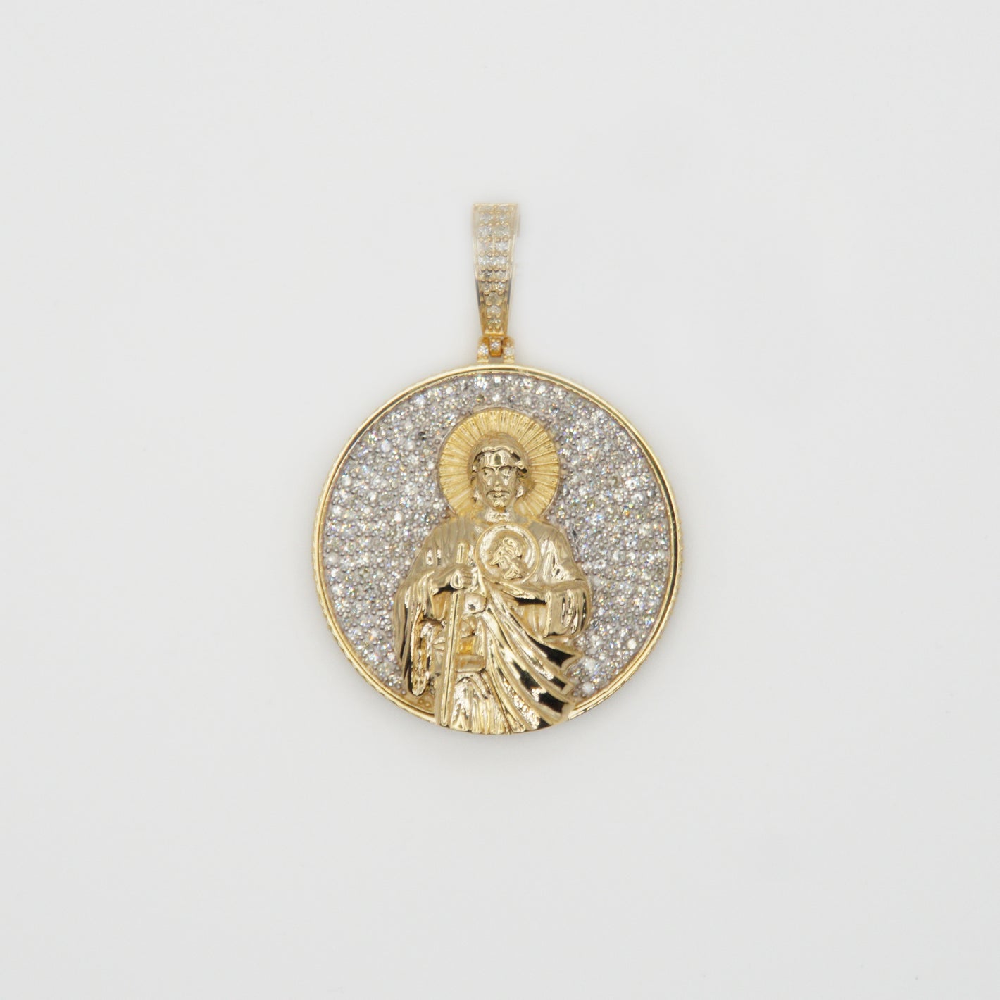 10k Solid Gold Diamond Jesus Medallion Pendant - 60415