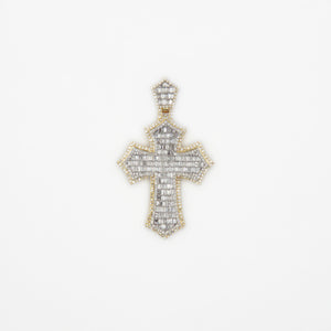 10k Solid Gold Diamond 2" Chandelier Cross Pendant - 60416