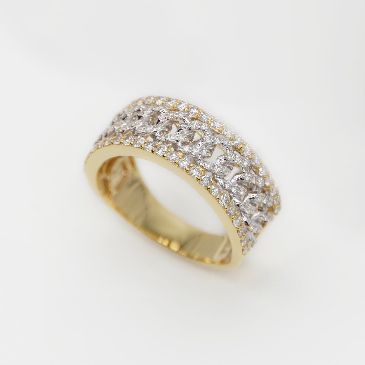 10k Solid Gold Diamond Single Row Cuban Ring - 30273