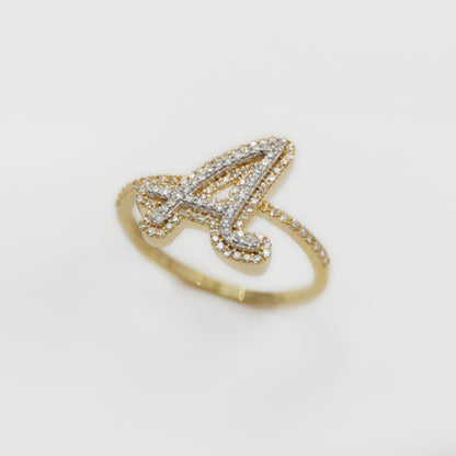 10k Solid Gold Custom Diamond Initial Ring - 30277