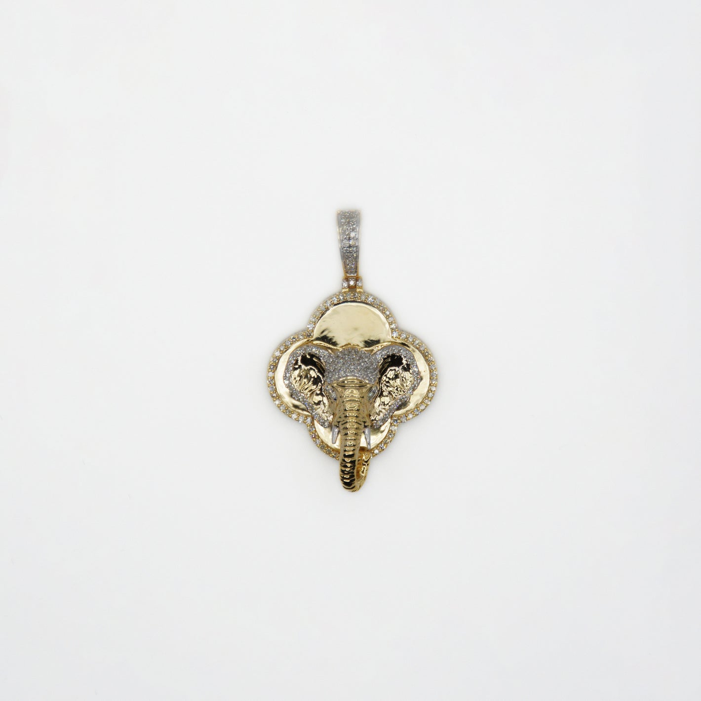 10k Solid Gold Diamond 3D Elephant Pendant - 60417