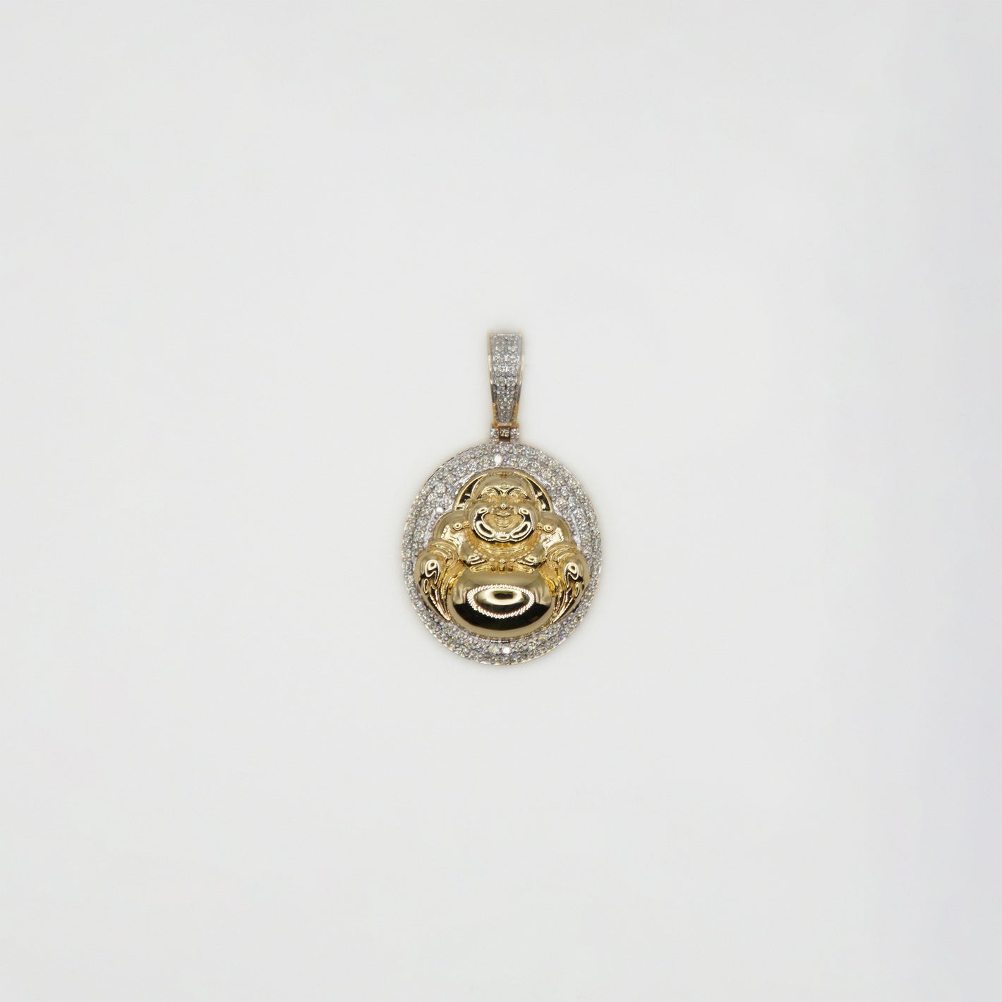 10k Solid Gold Diamond Buddha Pendant - 60431