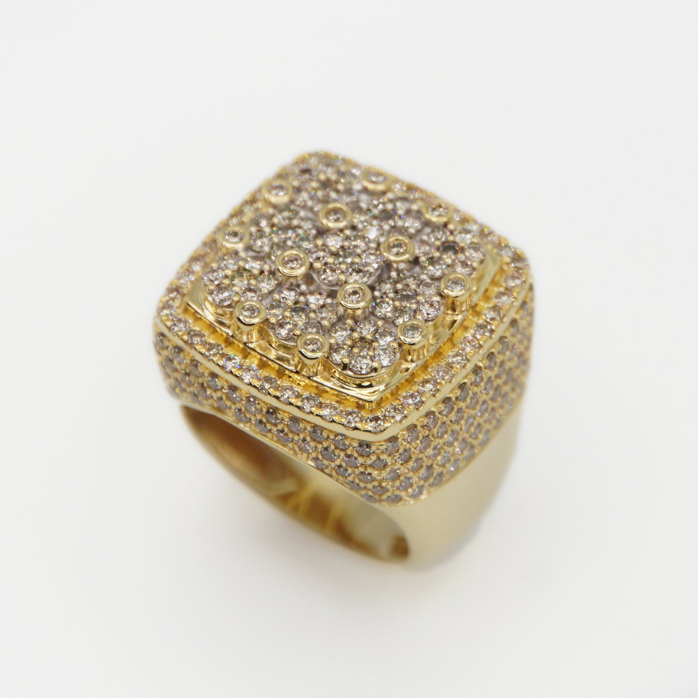 10k Solid Gold Diamond XL Square Cluster Cake Ring - 30278