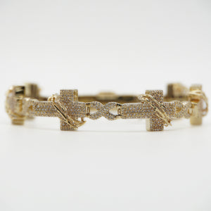 10k Solid Gold Diamond Thorn Cross Infinity Bracelet - 20178