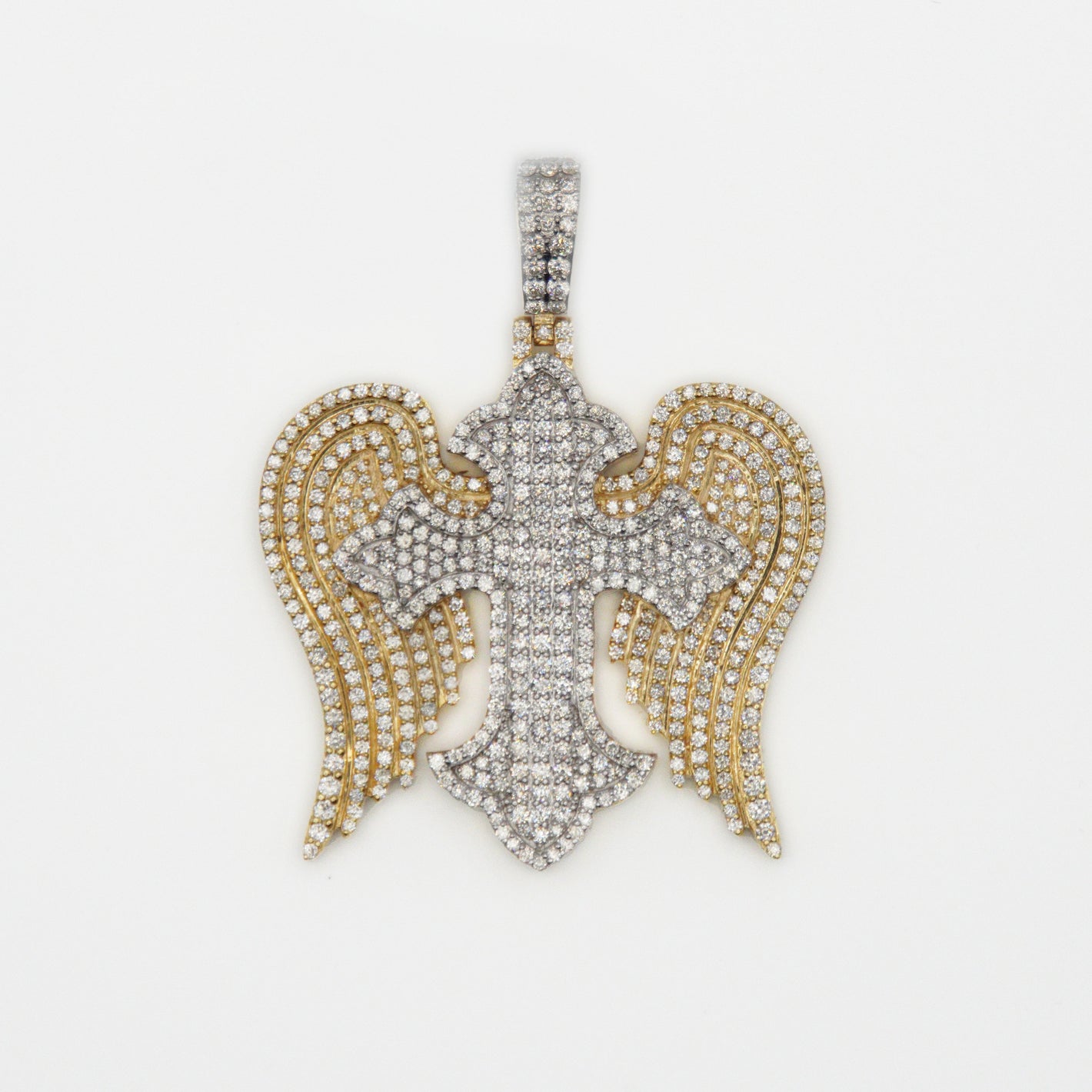 10k Solid Gold VS Diamond 3D Cross Wings Pendant - 60424