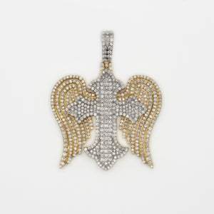 10k Solid Gold VS Diamond 3D Cross Wings Pendant - 60424