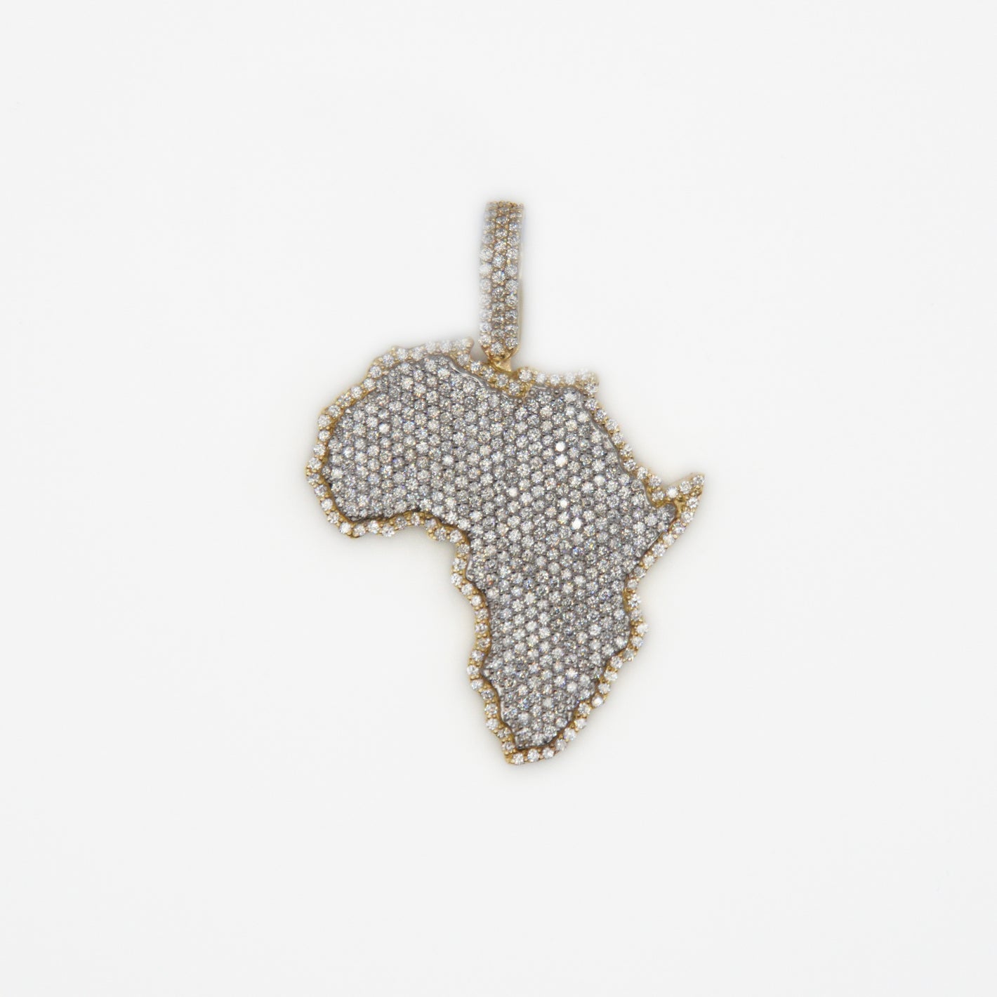 14k Solid Gold VS Diamond 3D Africa Pendant - 60428