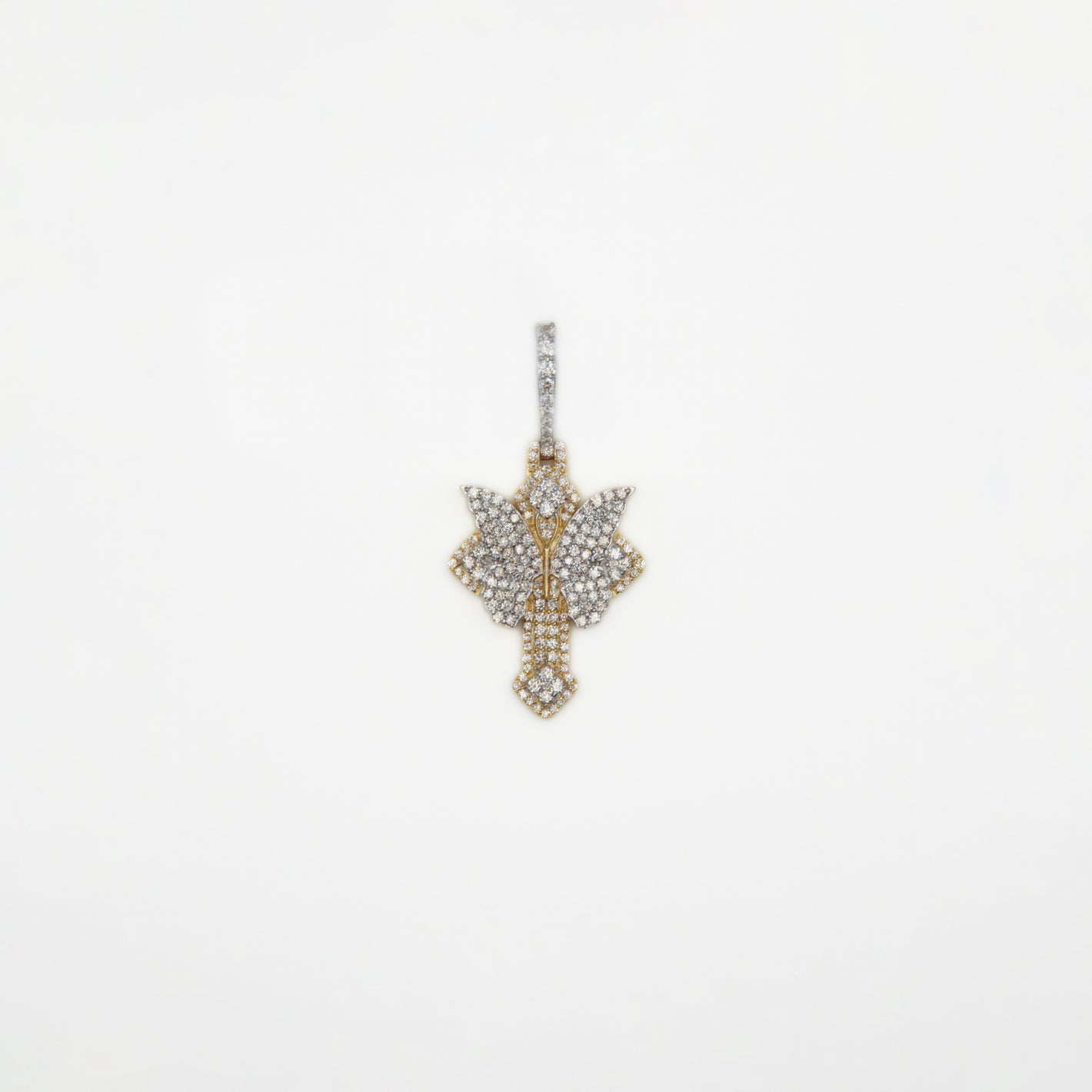 10k Solid Gold VS Diamond Butterfly Cross Pendant - 60429