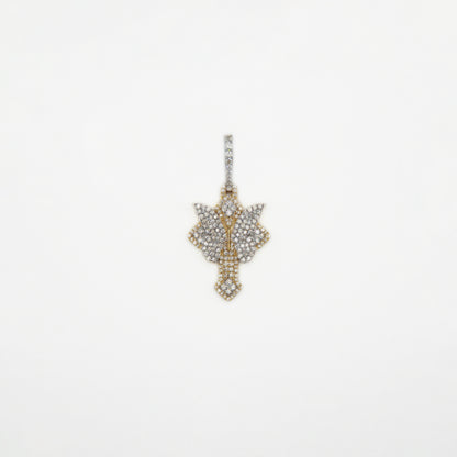 10k Solid Gold VS Diamond Butterfly Cross Pendant - 60429