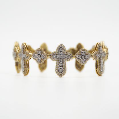 10k Solid Gold VS Diamond Cluster Cross Clover Bracelet - 20181