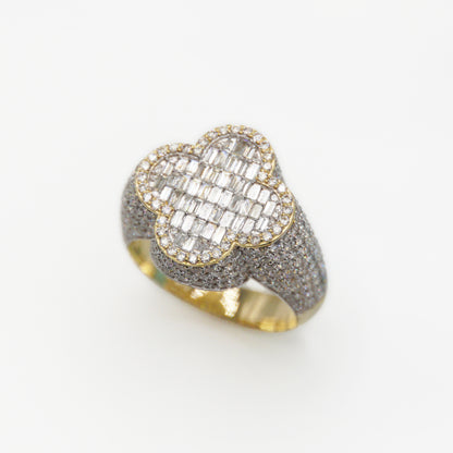 10k Solid Gold VS Diamond Baguette Clover Ring - 30280