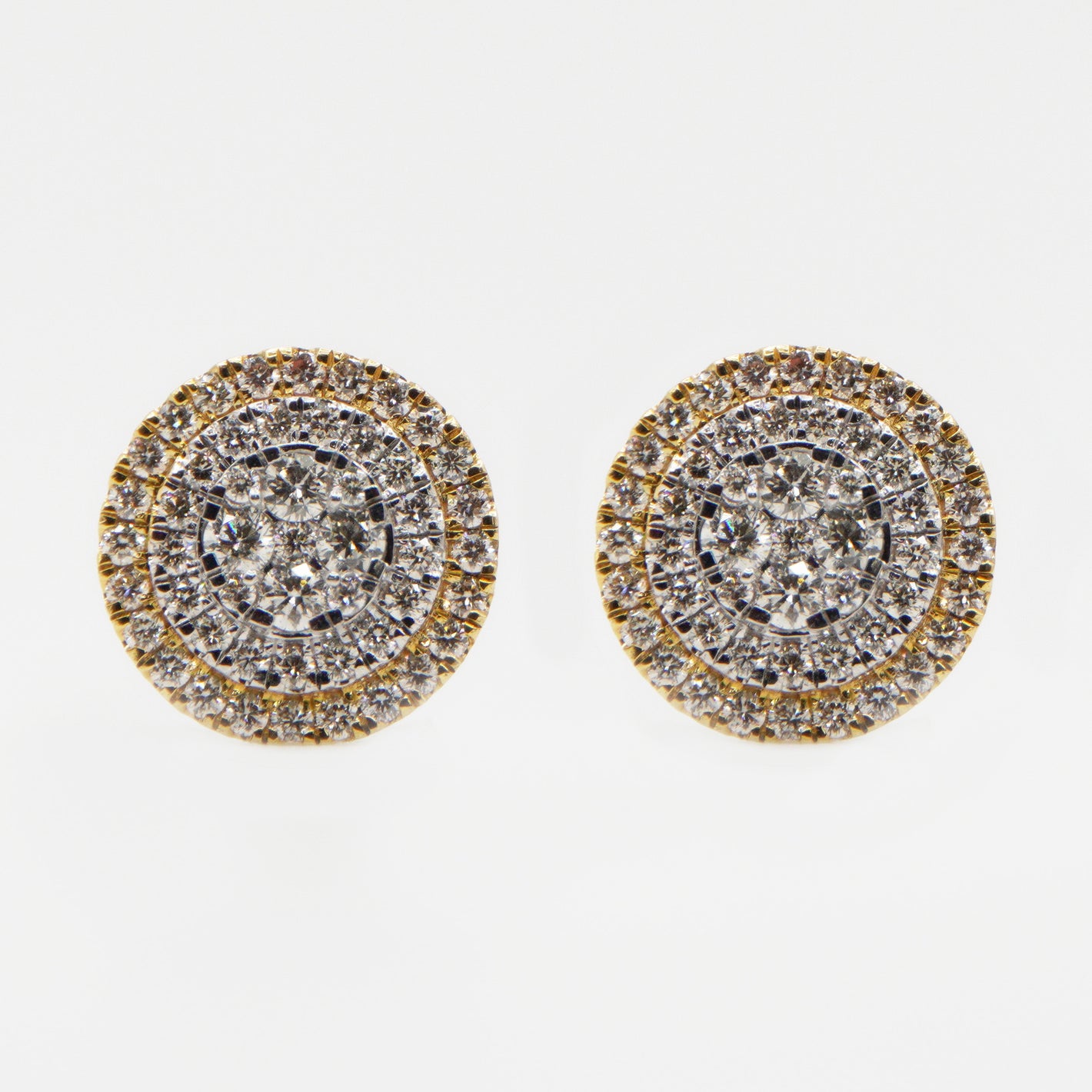 14k Solid Gold 14mm VS Diamond XL Triple Cake Earrings - 50252