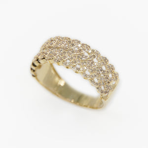 10k Solid Gold Diamond Double Cuban Ring - 30289